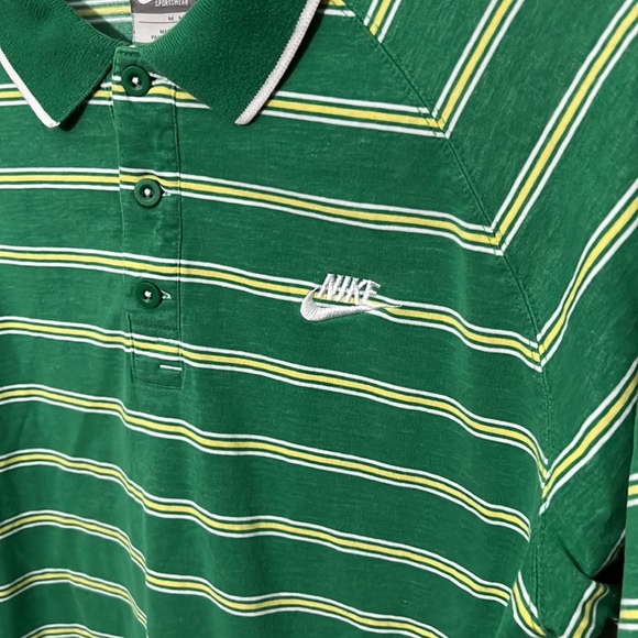 Y2K Nike Polo Shirt Mens Medium  Short Sleeve Striped Casual Vintage - Picture 2 of 4
